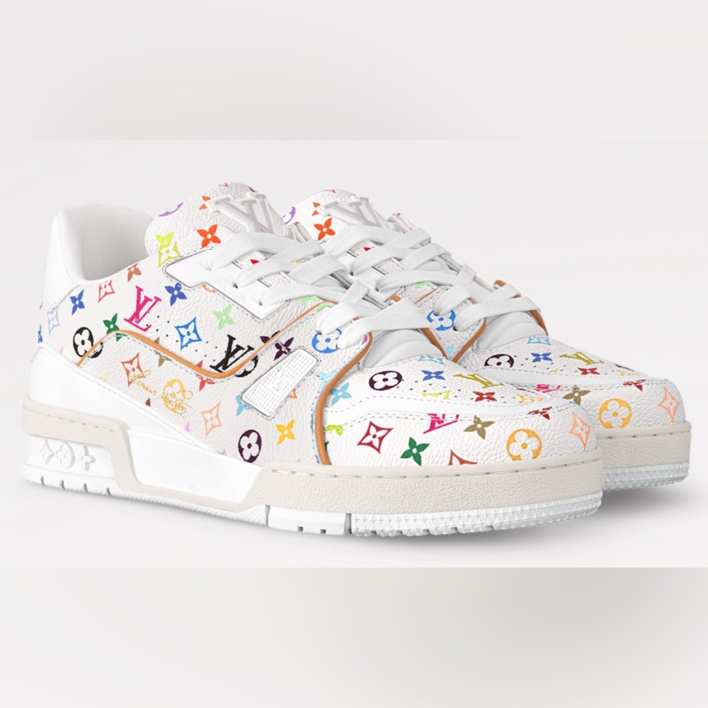 NIB LV x TM Murakami White Multicolor Monogram Trainer Sneakers women’s 8.5 - Picture 3 of 14